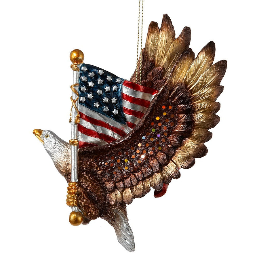 Patriotic Eagle With American Flag Ornament