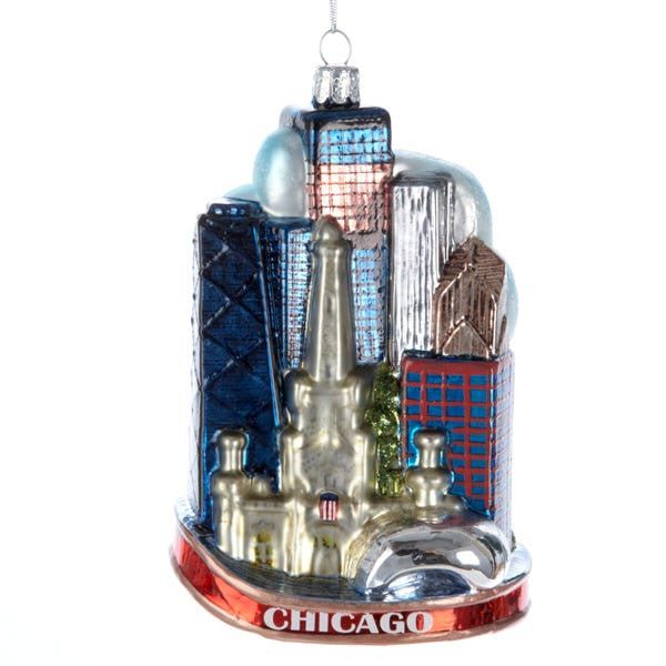 Chicago Cityscape Glass Ornament