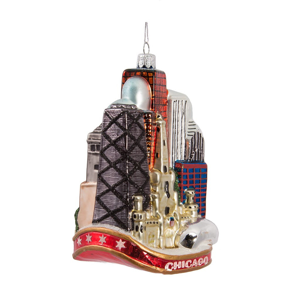 Chicago Cityscape Glass Ornament