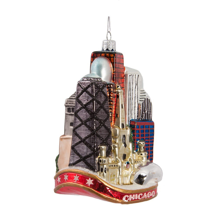 Chicago Cityscape Glass Ornament