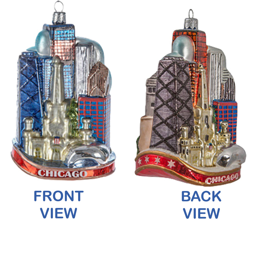 Chicago Cityscape Glass Ornament