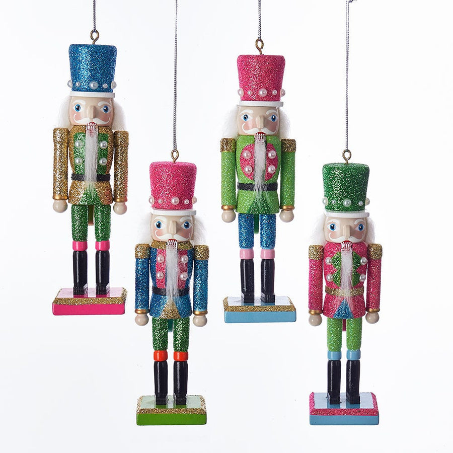 6“ Preppy Bright Color Nutcracker Ornaments With Pearls
