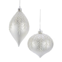 Glass Silver and White Onion and Drop Ornaments