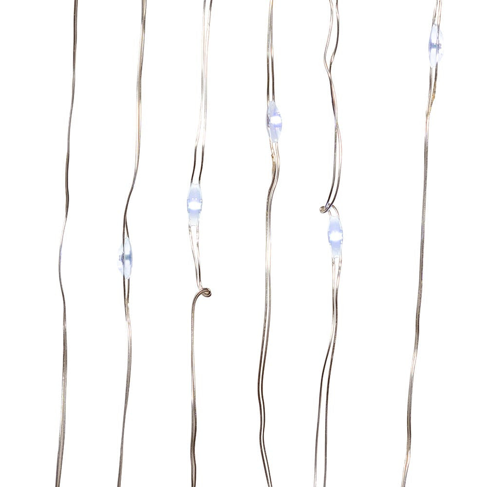 16.3' Battery Operated 50L Cool White Fairy LED Silver Wire Light Set In PDQ