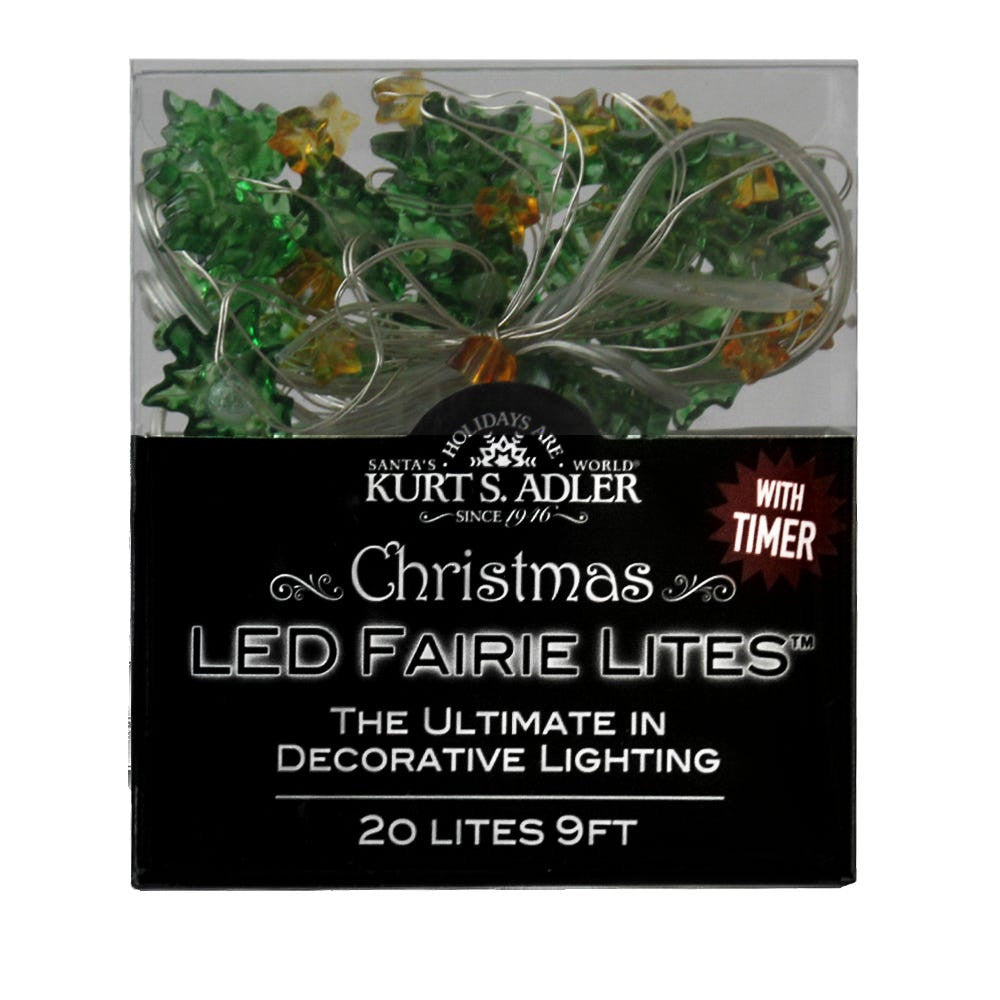 6.3' Battery Operated 20L Warm White Fairy LED Christmas Icon Light Clear Wire Light Set In PDQ