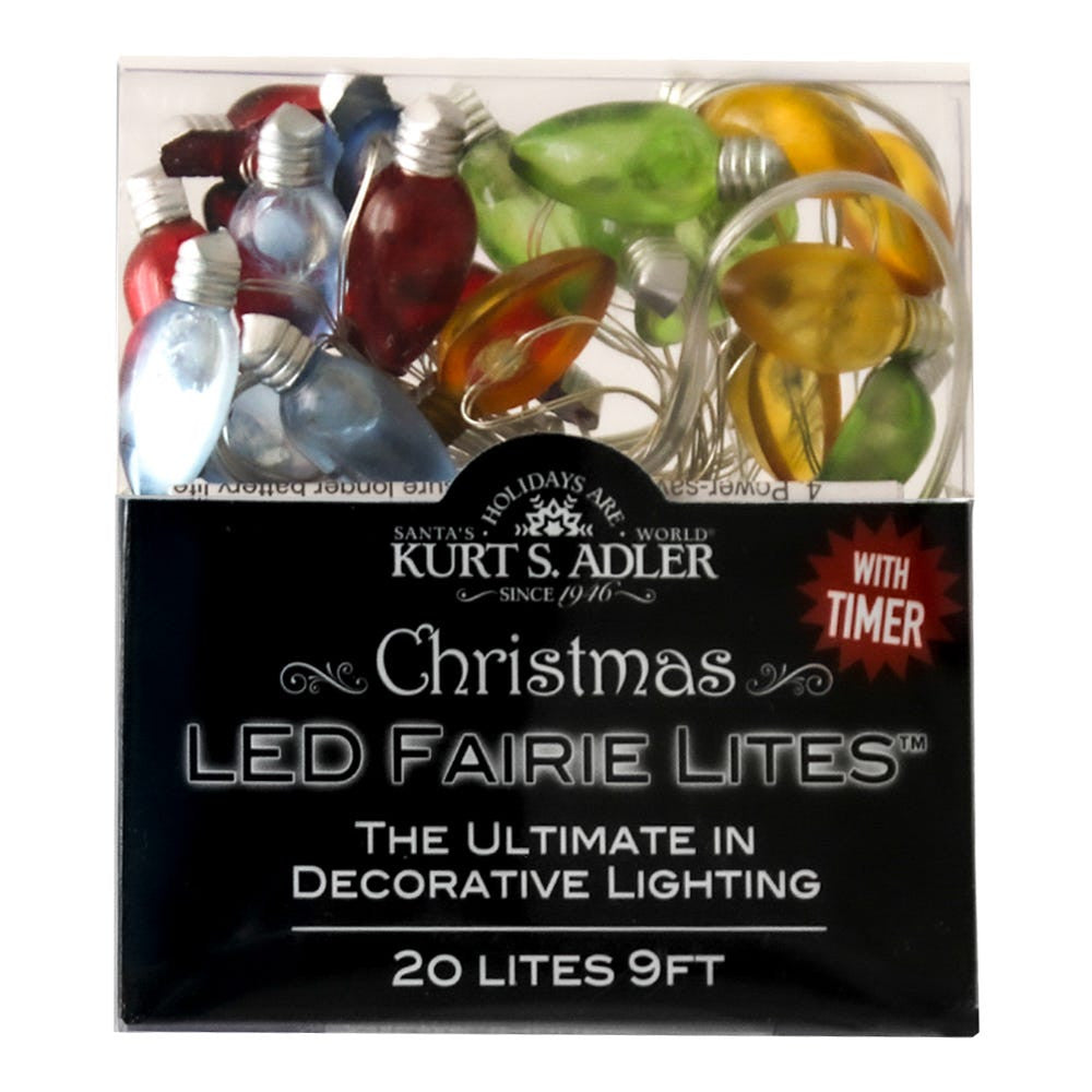6.3' Battery Operated 20L Multicolored & Warm White Fairy LED In C7 Shell Clear Wire Light Set In PDQ