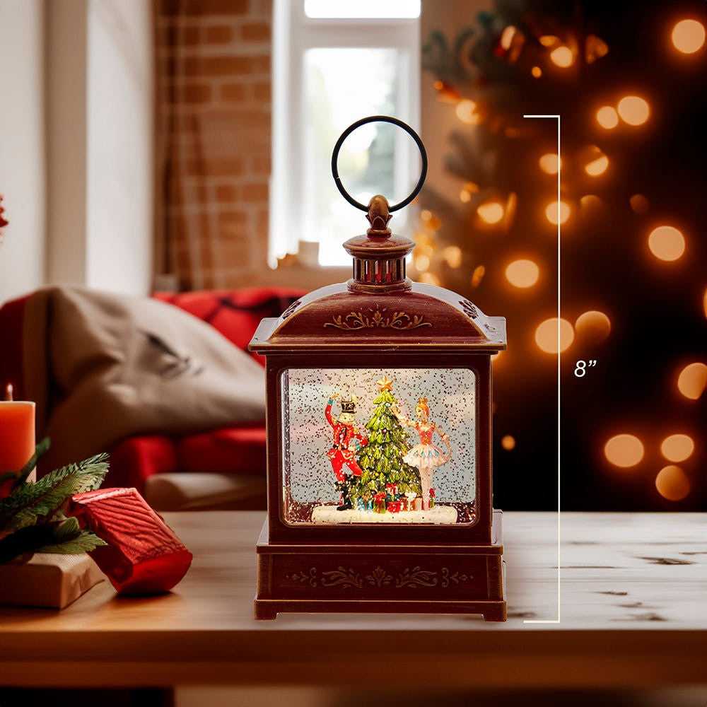 8“ Battery-Operated Nutcracker Swirl Water Lantern