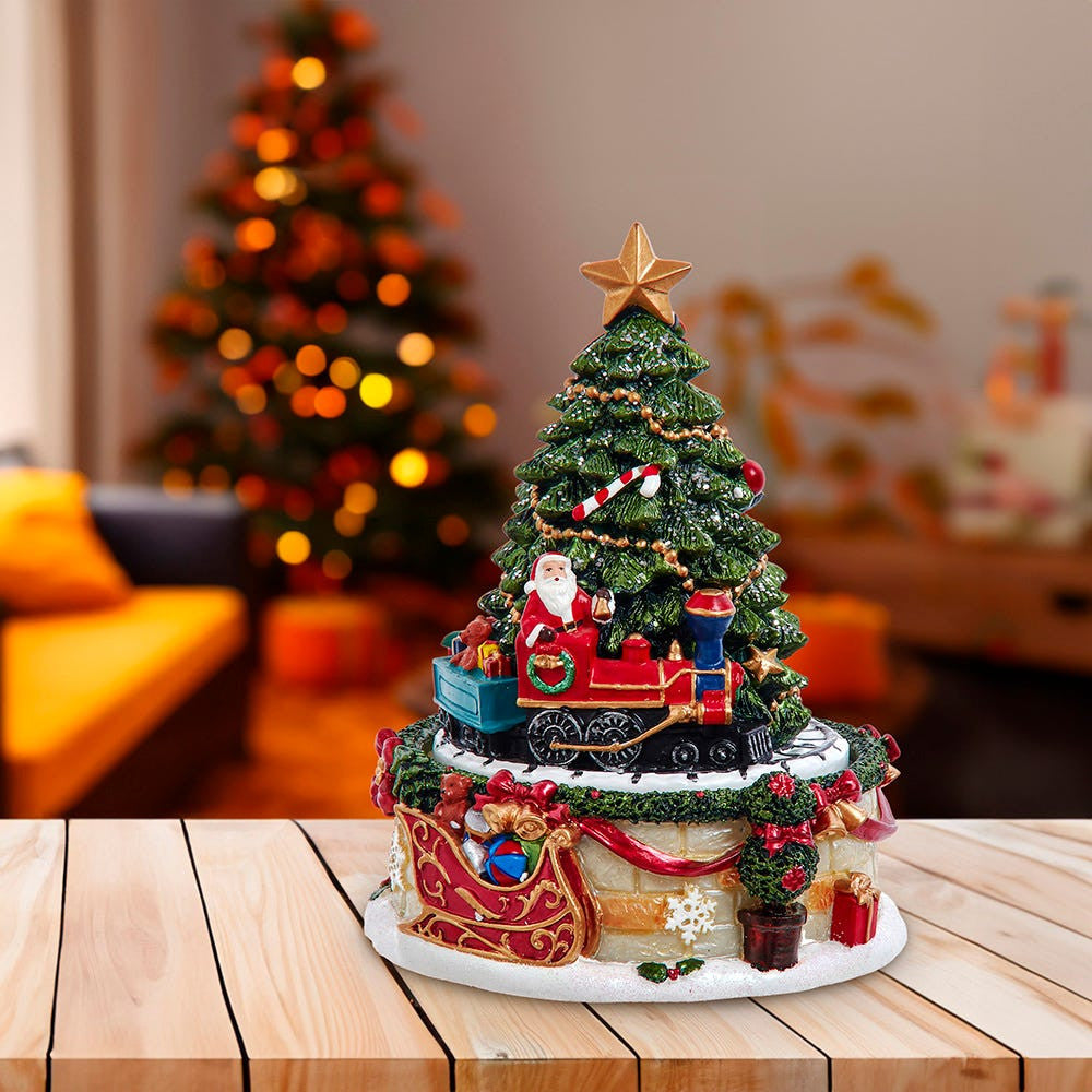 6" Wind-Up Musical Christmas Tree Revolving Box