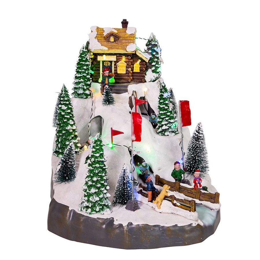 Battery Operated LED Musical Skiing Village