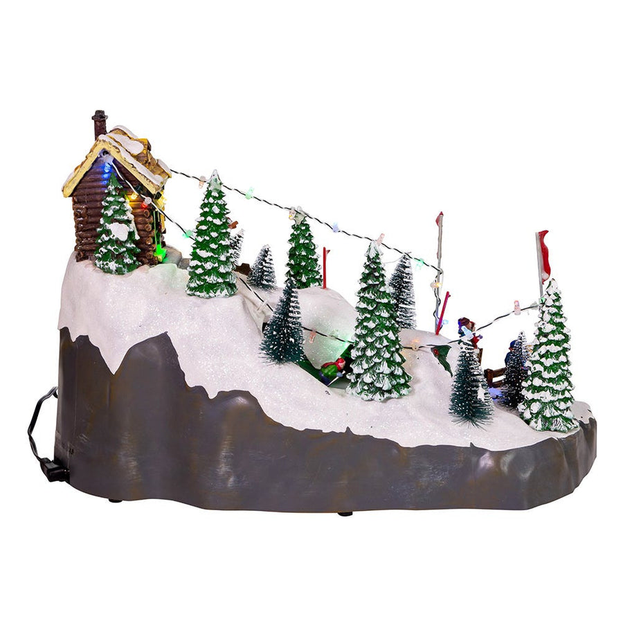 Battery Operated LED Musical Skiing Village