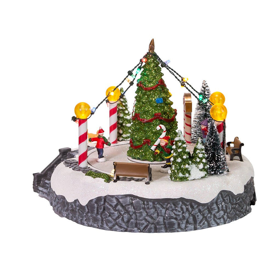 Battery Operated Musical LED Lighted Ice Rink With Trees Tabletop