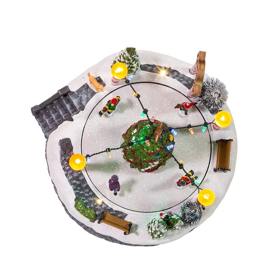 Battery Operated Musical LED Lighted Ice Rink With Trees Tabletop