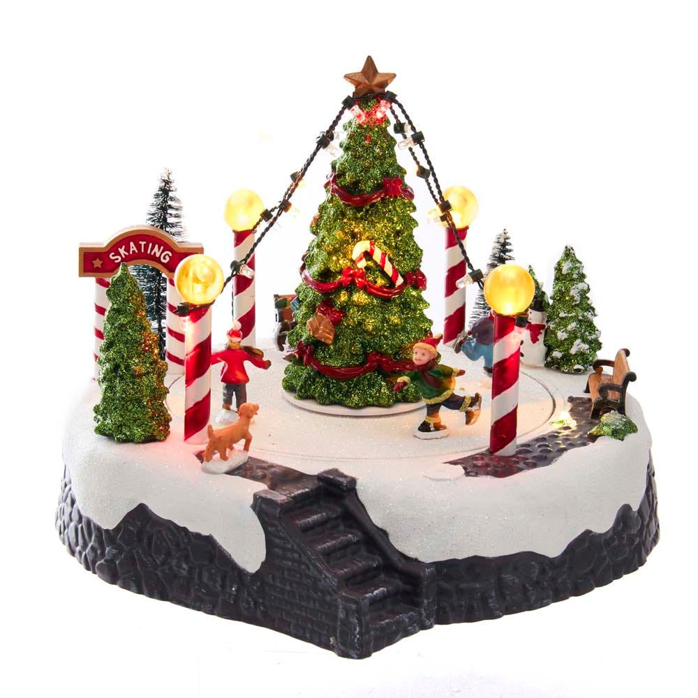 Battery Operated Musical LED Lighted Ice Rink With Trees Tabletop
