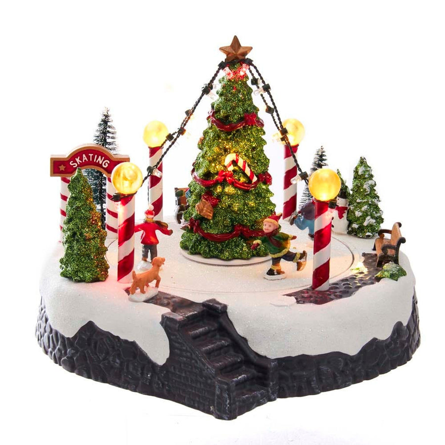 Battery Operated Musical LED Lighted Ice Rink With Trees Tabletop
