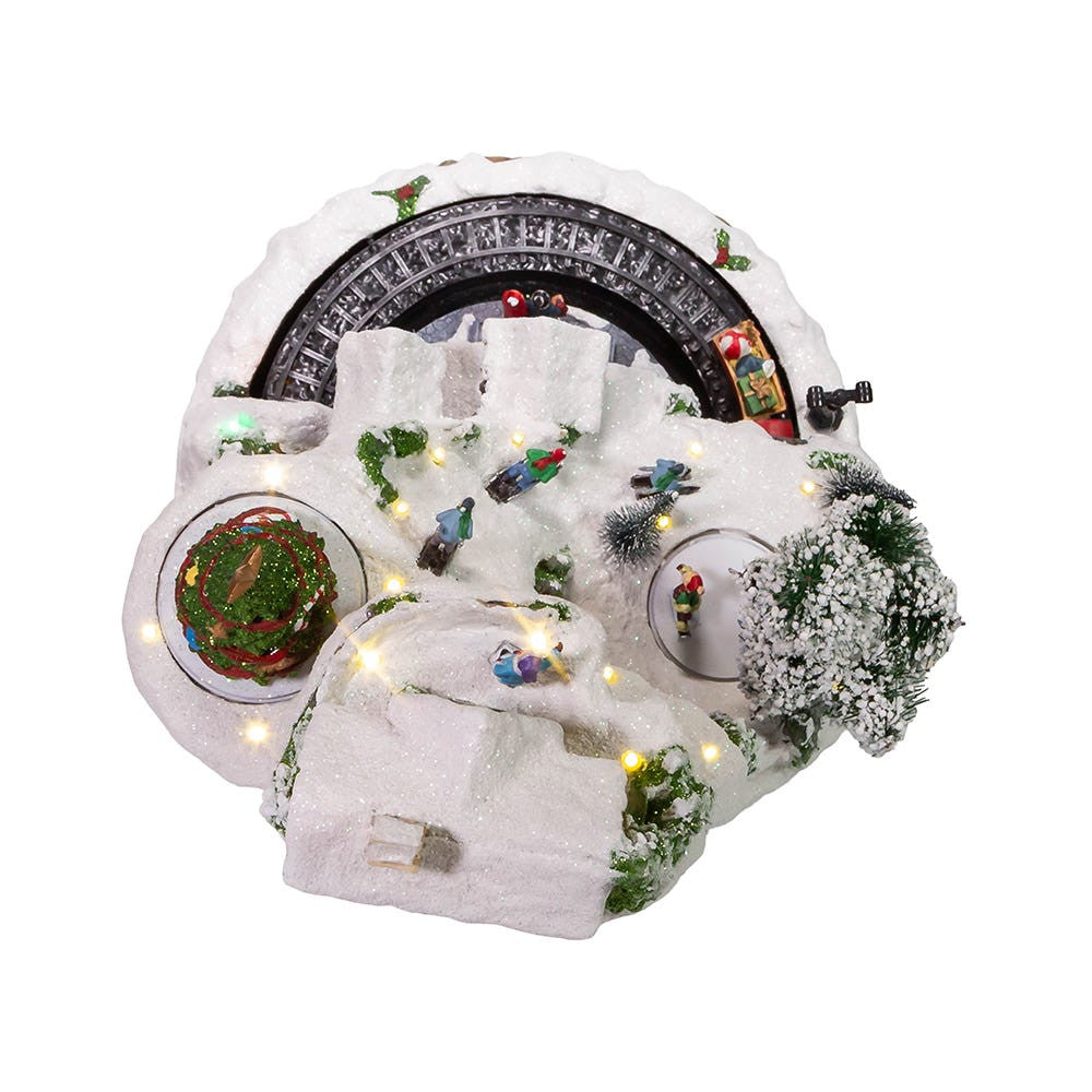 Battery Operated Musical LED Mountain Village Table Piece