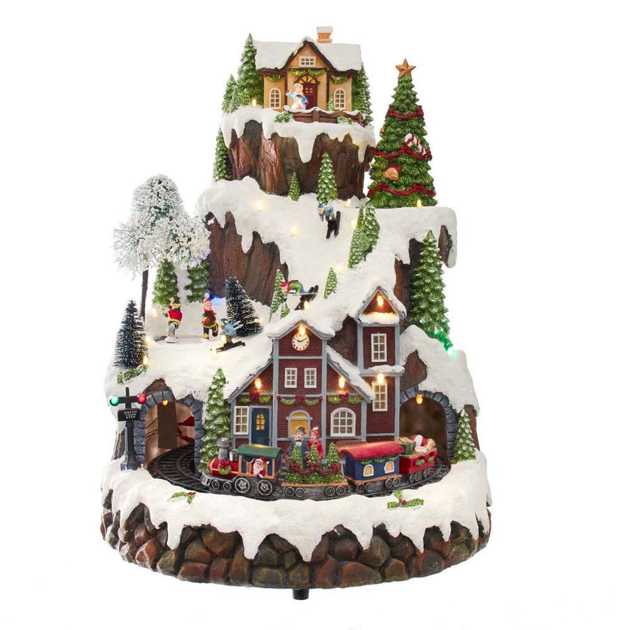 Battery Operated Musical LED Mountain Village Table Piece
