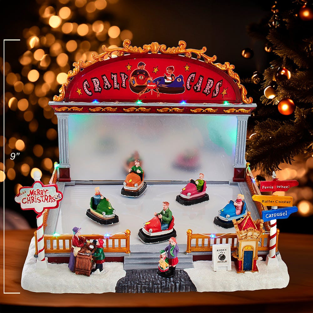 Battery Operated LED Light-Up Musical Bumper Cars Table Piece