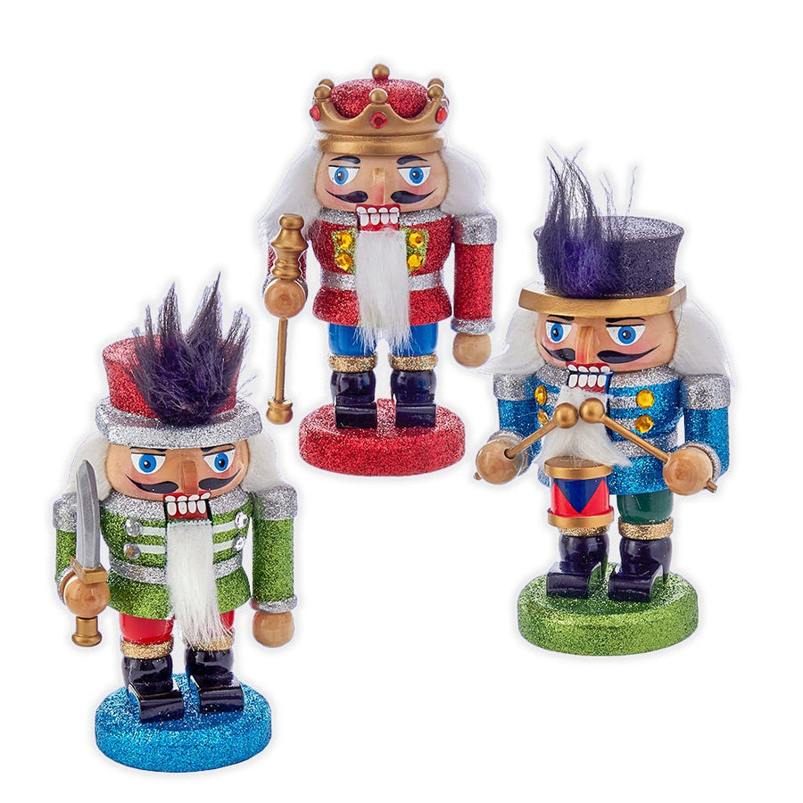 5“ Wooden Red, Green and Blue Chubby Nutcrackers
