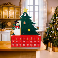 Wooden Snowman With Christmas Tree Advent Calendar