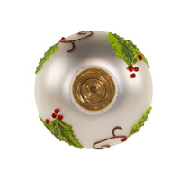 12“ Un-Lit Glass Holly Leaves and Cardinal Finial Treetop