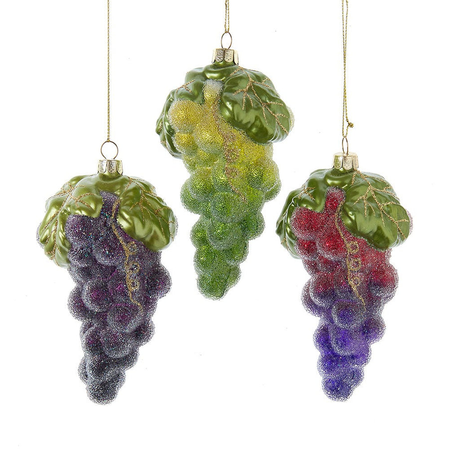 Glass Frosted Grapes Ornaments