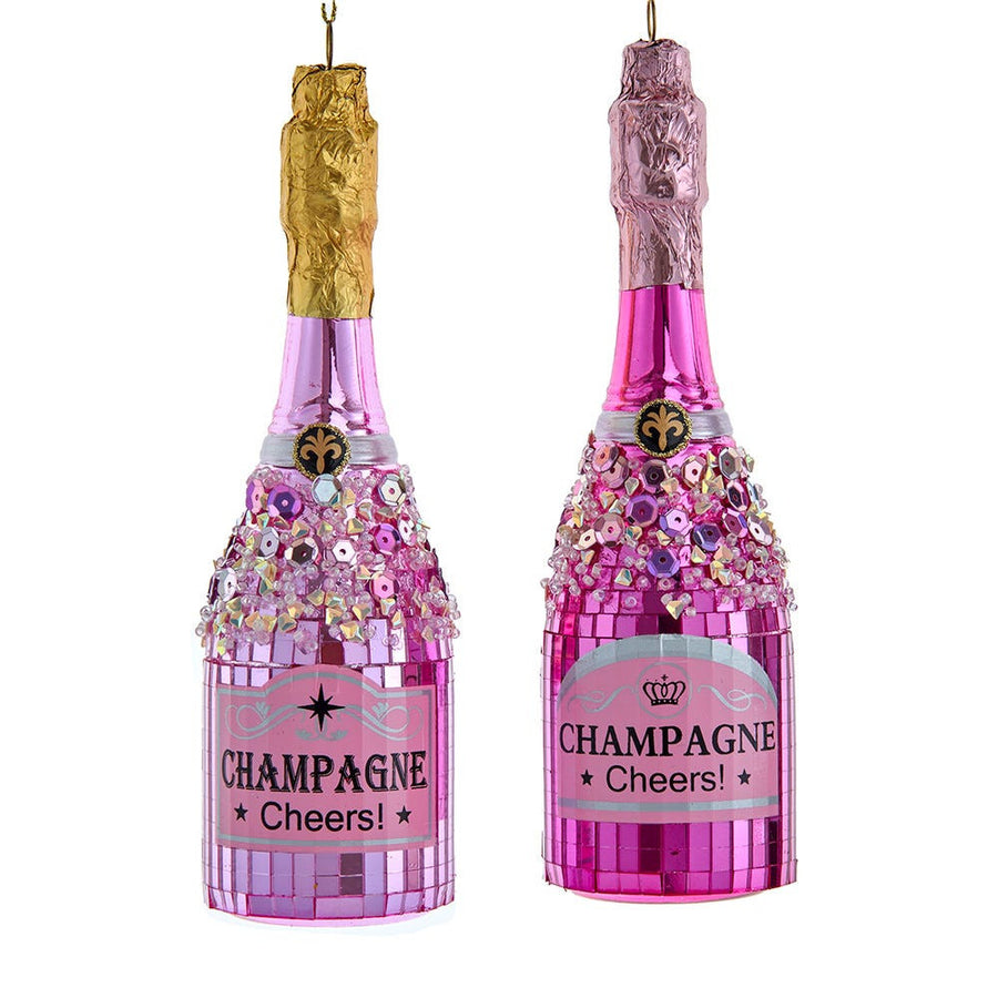 Glass Champagne Pink Mirror Finish Ornaments