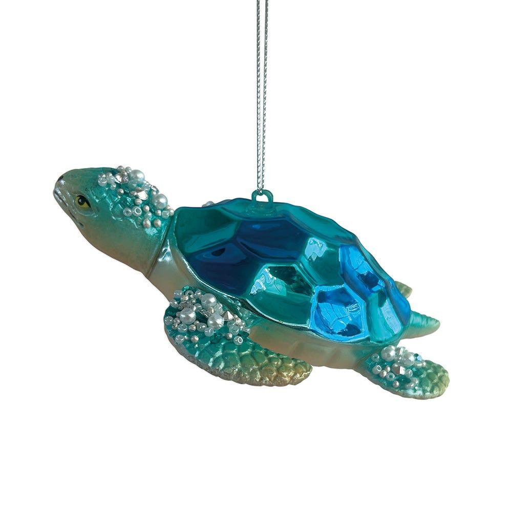 Glass Blue & Green Sea Turtle Ornament