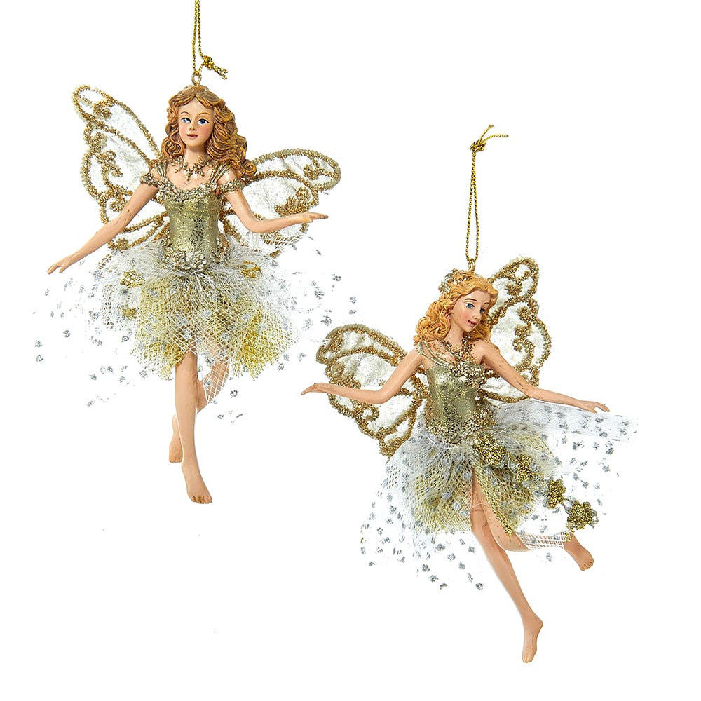 Glittered Platinum Fairy Ornaments
