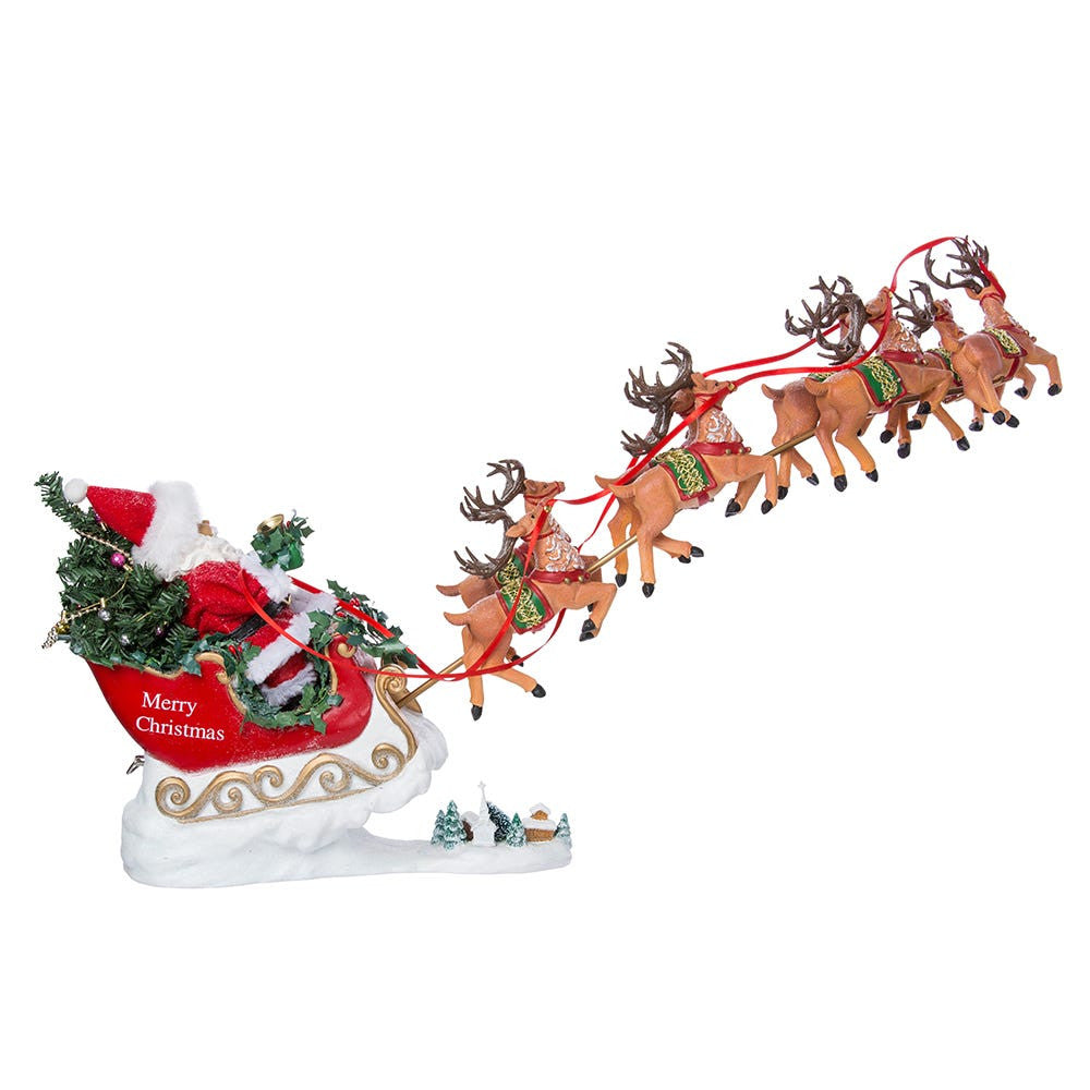 24“ Fabriché™ Musical Santa With 8 Reindeer