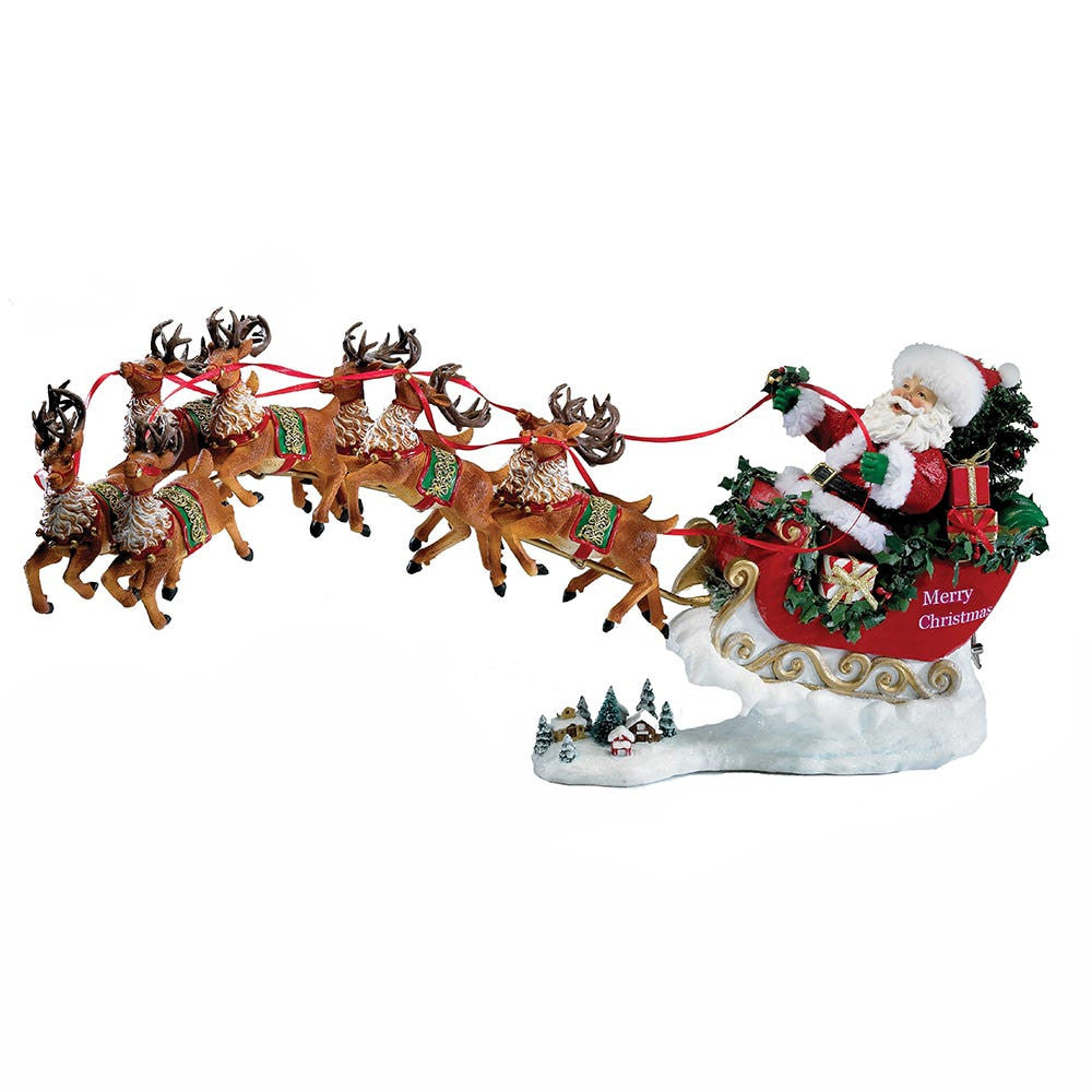 24“ Fabriché™ Musical Santa With 8 Reindeer