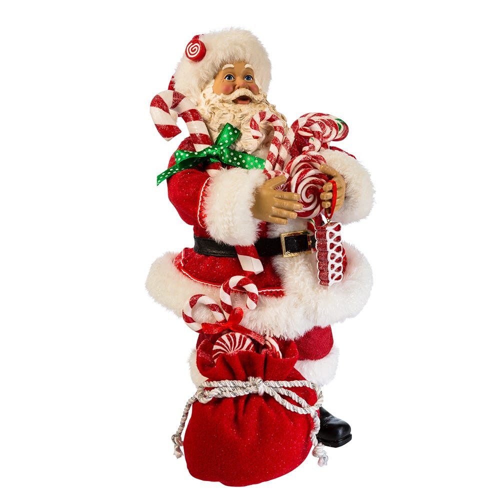 10.5“ Fabriché™ Santa With Christmas Candy and Bag