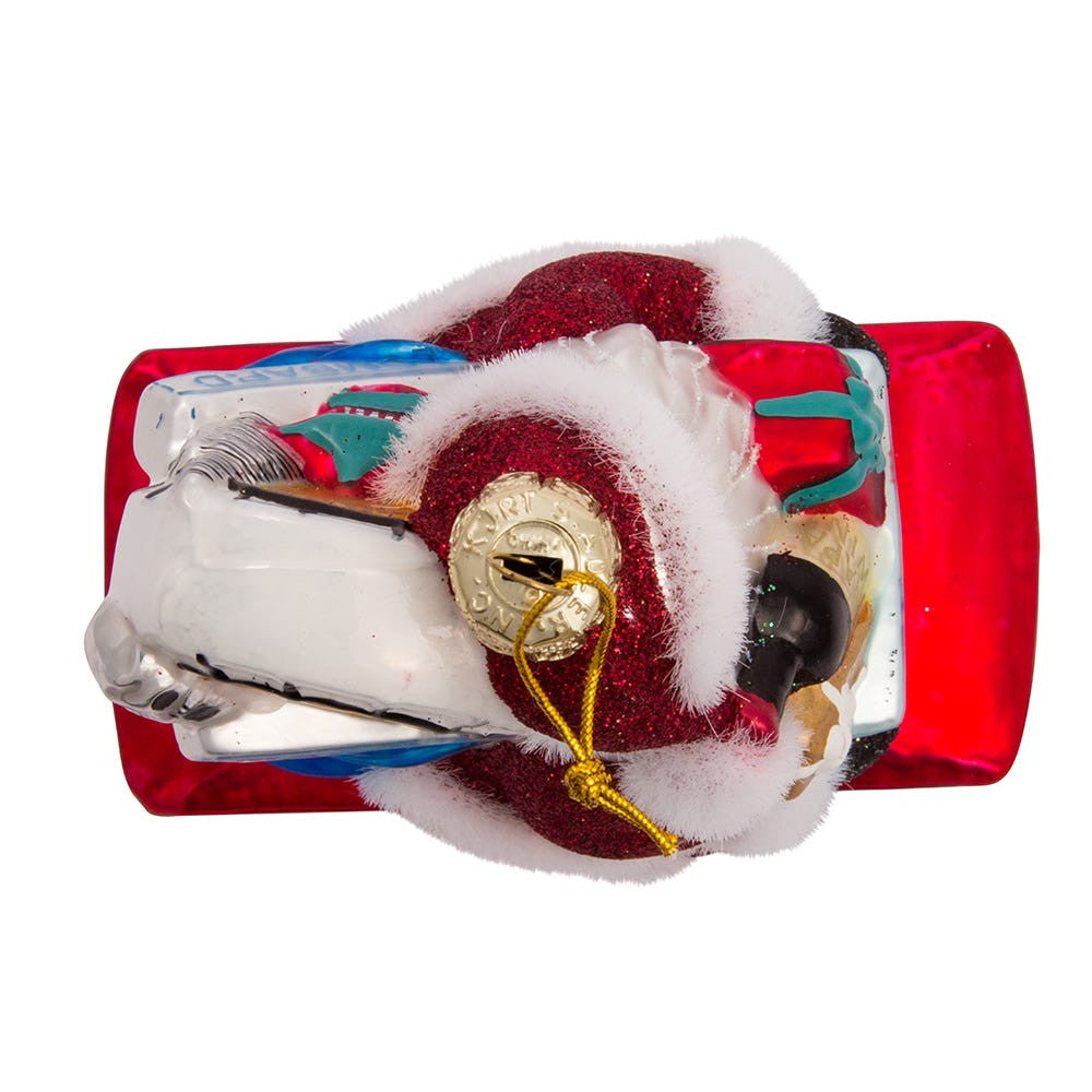 San Francisco Trolley With Santa Glass Ornament