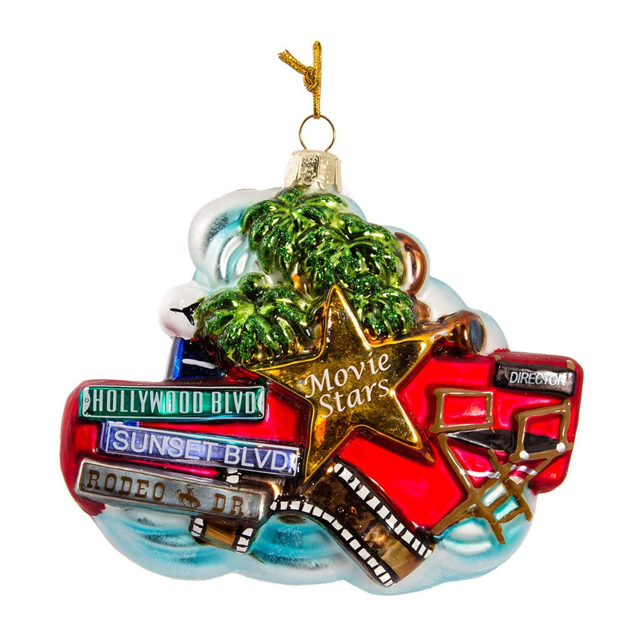 Hollywood Sign Glass Ornament