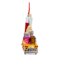 NYC Santa In Taxi Glass Ornament