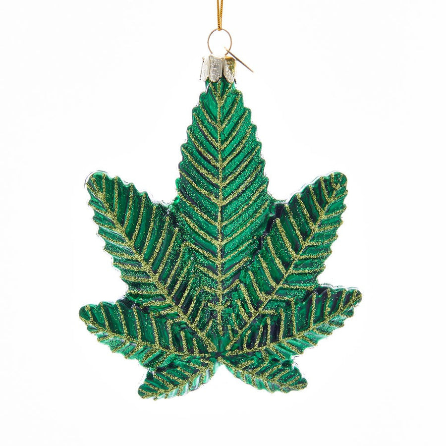 Noble Gems™ Glass Cannabis Leaf Ornament
