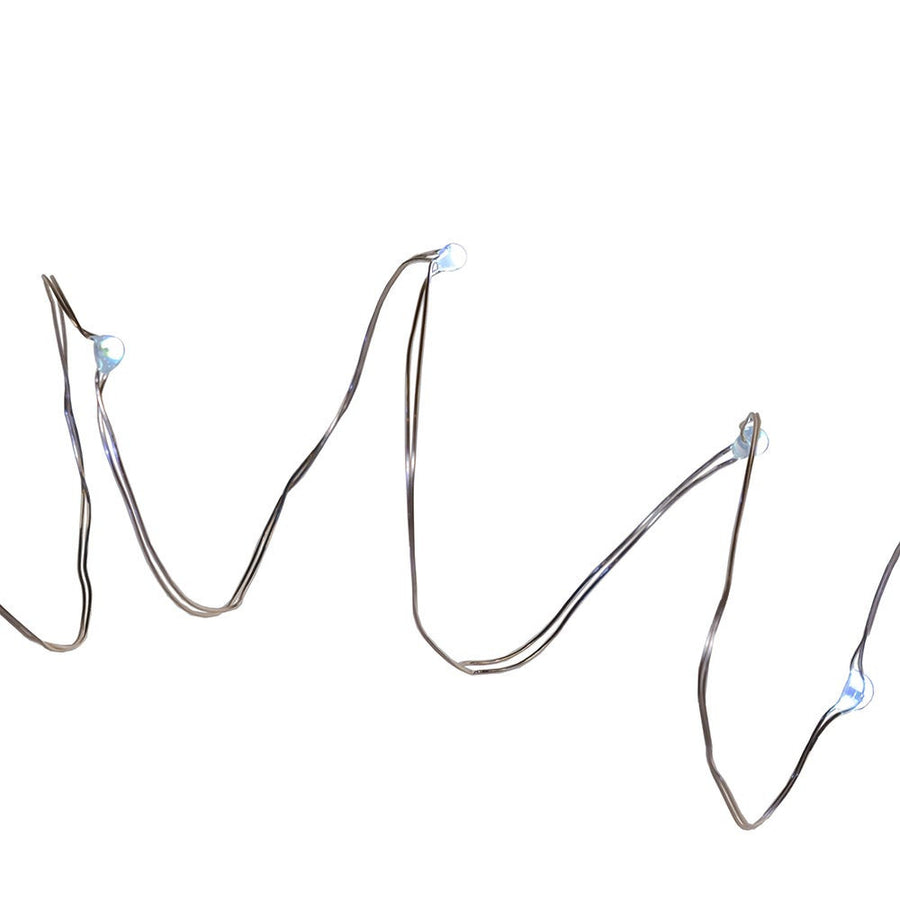 17' Battery Operated 50L Cool White LED Fairy Twinkle Silver Wire Light Set In PDQ