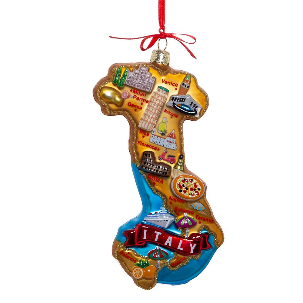 Italy Map Glass Ornament