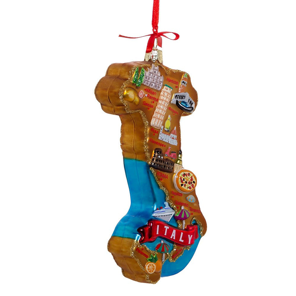 Italy Map Glass Ornament