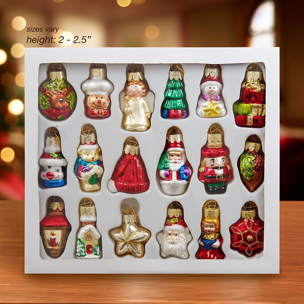 Miniature Christmas Themed Glass Ornaments