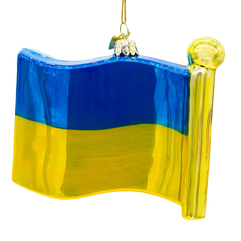We Stand With Ukraine Flag Glass Ornament