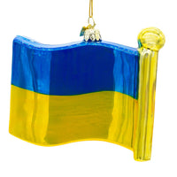 We Stand With Ukraine Flag Glass Ornament