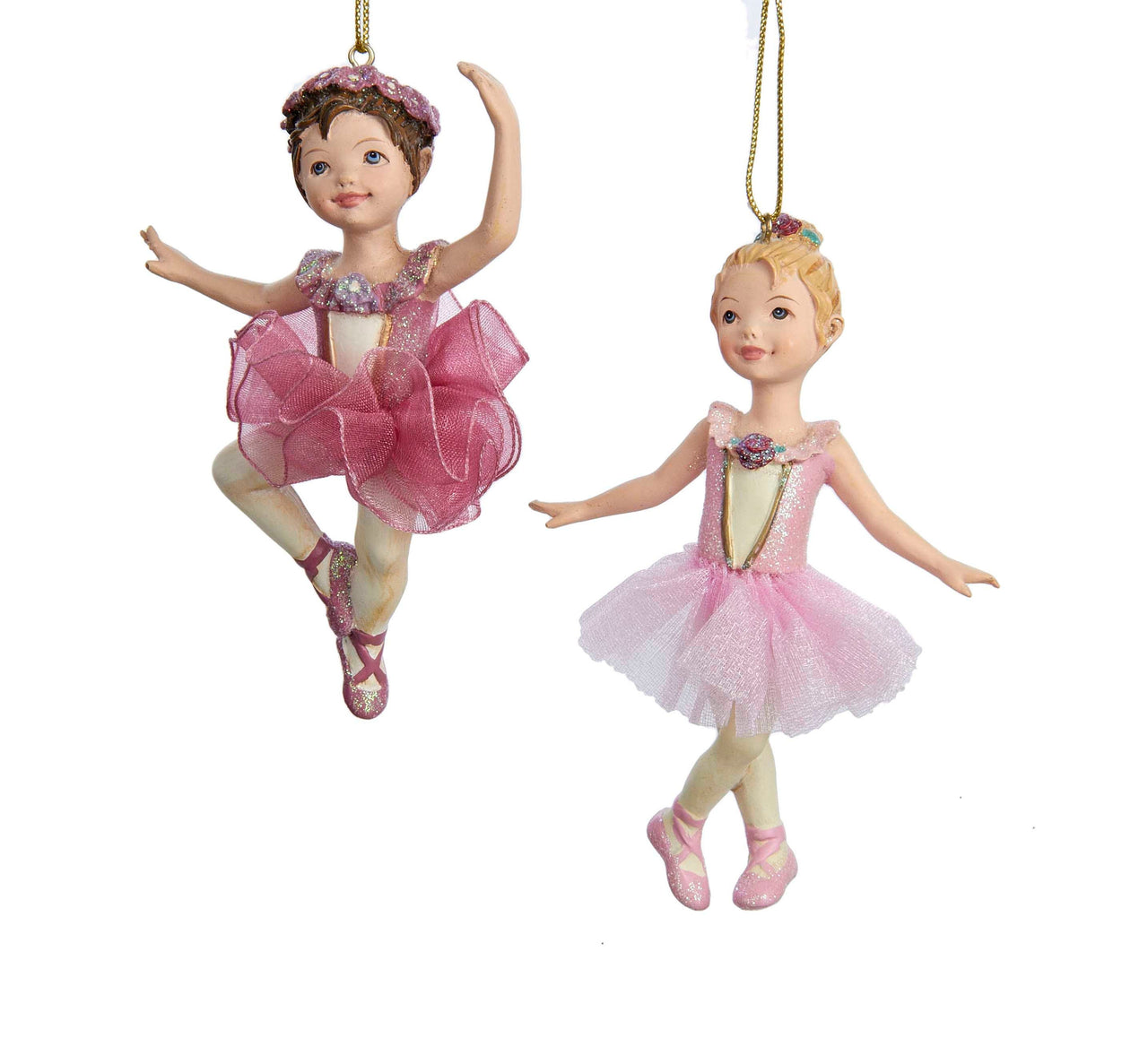 Red and Pink Ballet Girl Ornaments