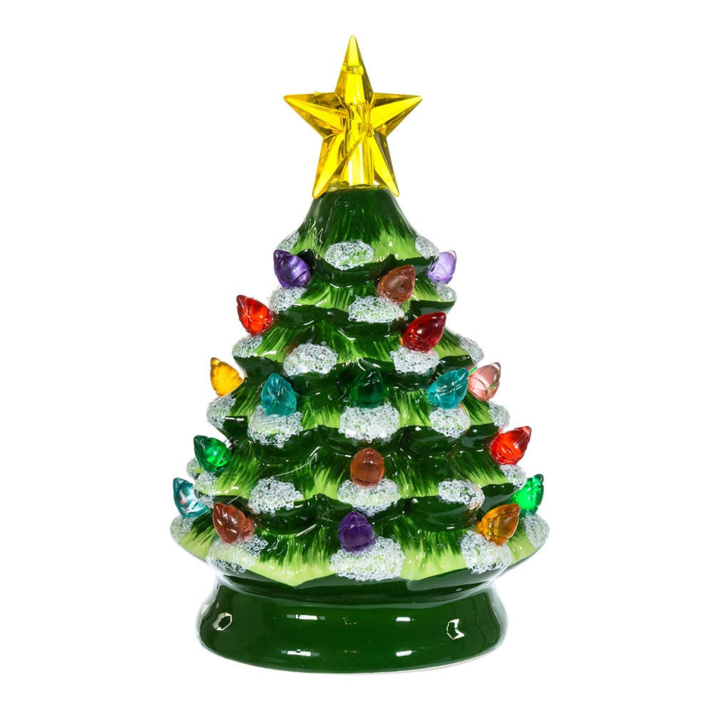 Battery Operated LED Ceramic Green Christmas Tree
