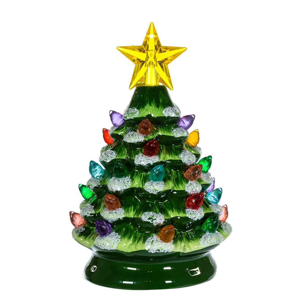 Battery Operated LED Ceramic Green Christmas Tree