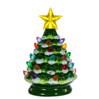 Battery Operated LED Ceramic Green Christmas Tree