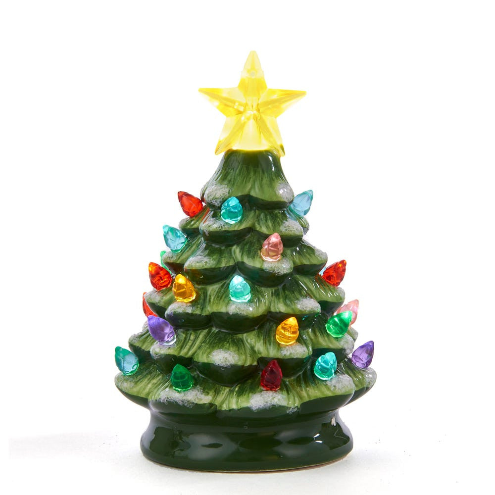 Battery Operated LED Ceramic Green Christmas Tree