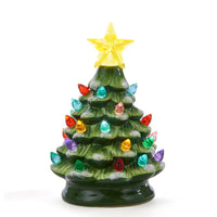Battery Operated LED Ceramic Green Christmas Tree