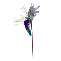Purple, Teal, Gold Velvet Poinsettia Pick