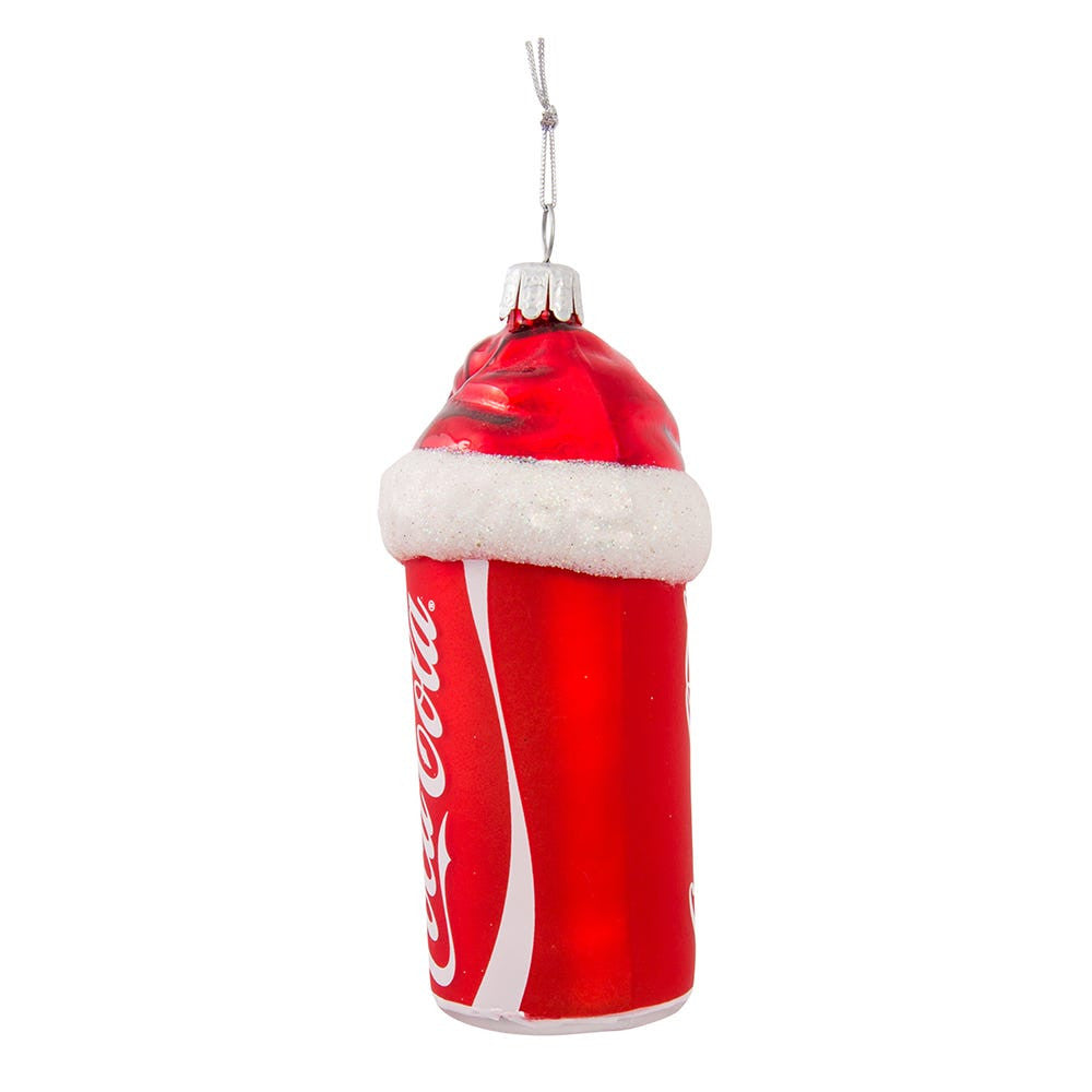 Coca-Cola® Glass Can With Santa Hat Ornament