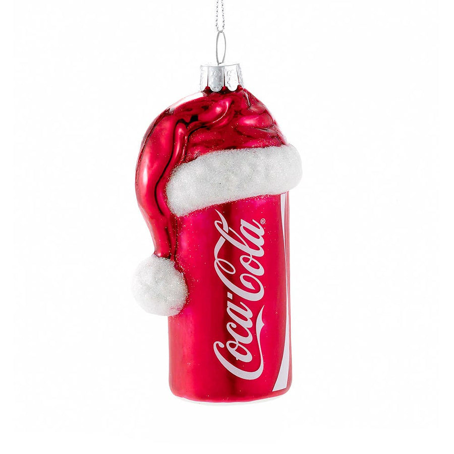Coca-Cola® Glass Can With Santa Hat Ornament